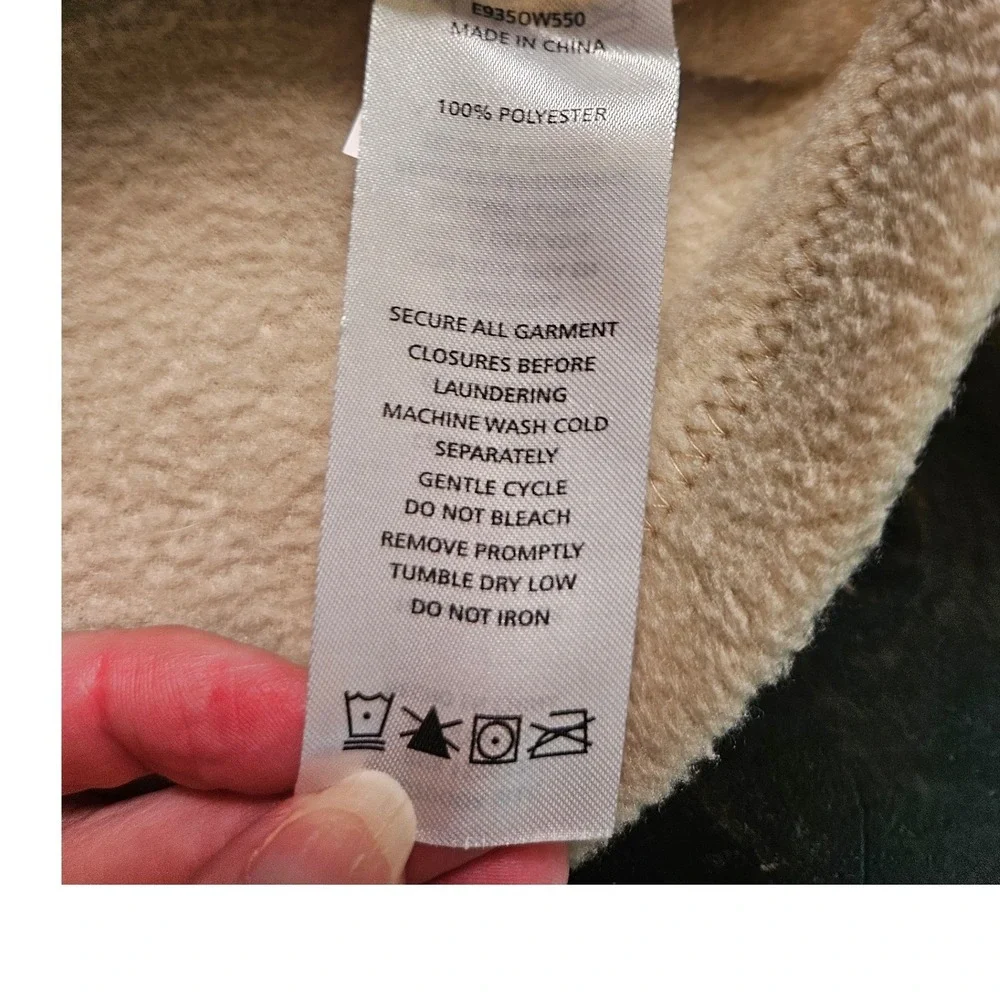 Eddie Bauer Kids Fleece Jacket Tan Gray Quilted Full Zip Mock‎ Neck E9350W550 XL